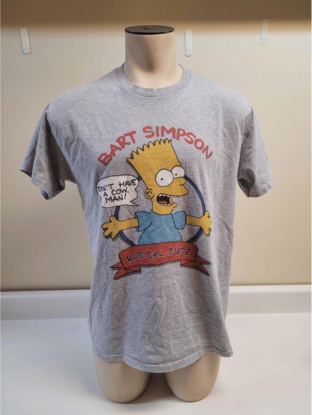 Bart Simpson T shirt size large original design the simpsons grey graphic tee